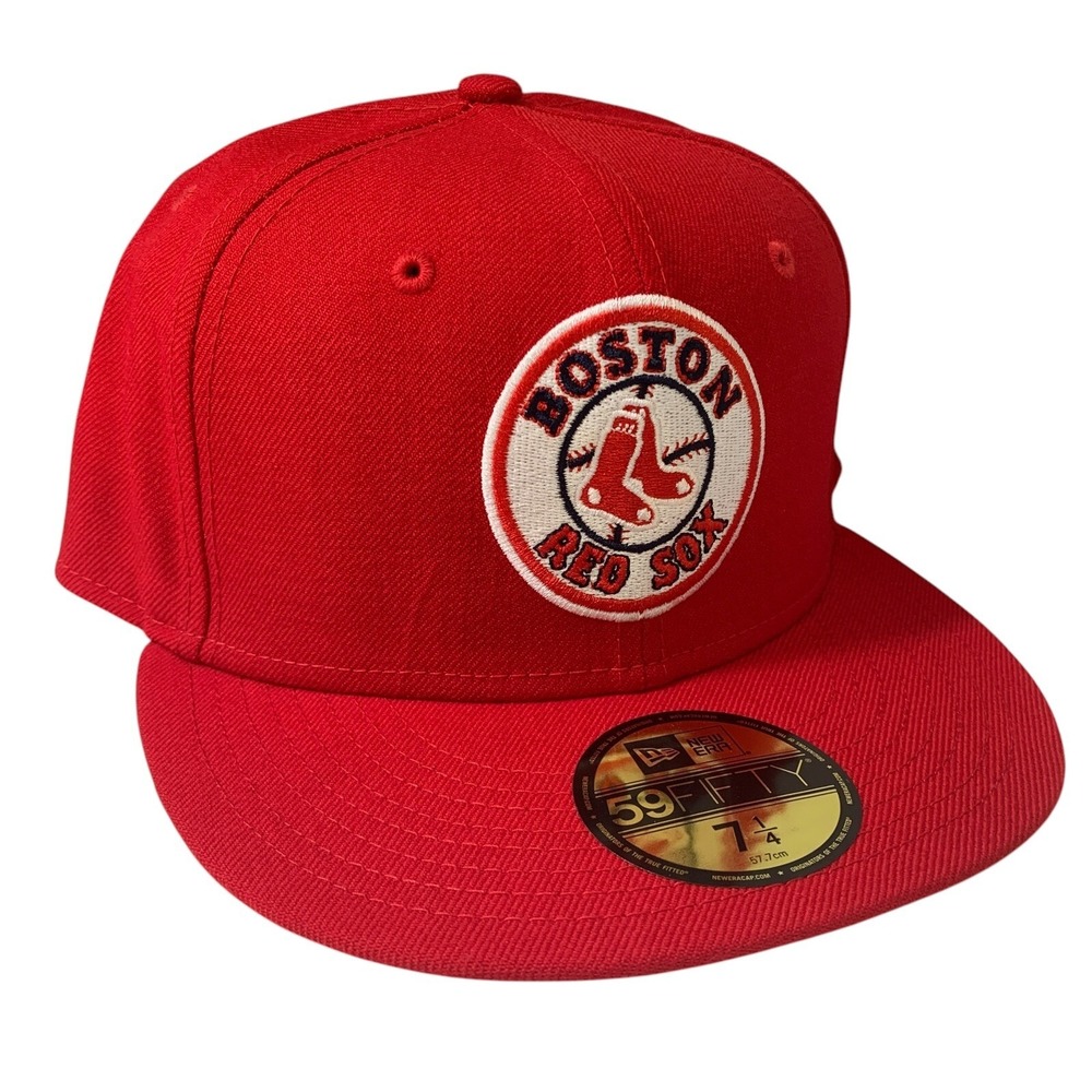 New Era Boston Red Sox 59FIFTY MLB 1976 Scarlet Navy Wool Cap Hat Size 7 1/4